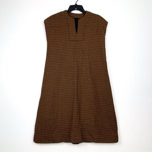 Vintage plaid shift dress handmade wool jumper dress brown plaid extra small